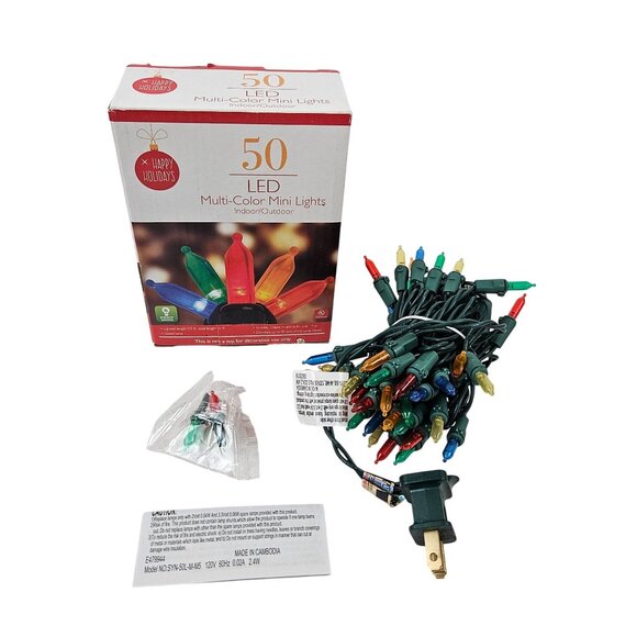 TDC USA LED 50 Mini Lights Set of 3 Multi Color Indoor Outdoor 11ft Green Wire - Picture 8 of 10